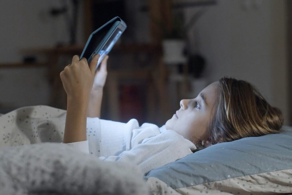 Child looking at a phone screen